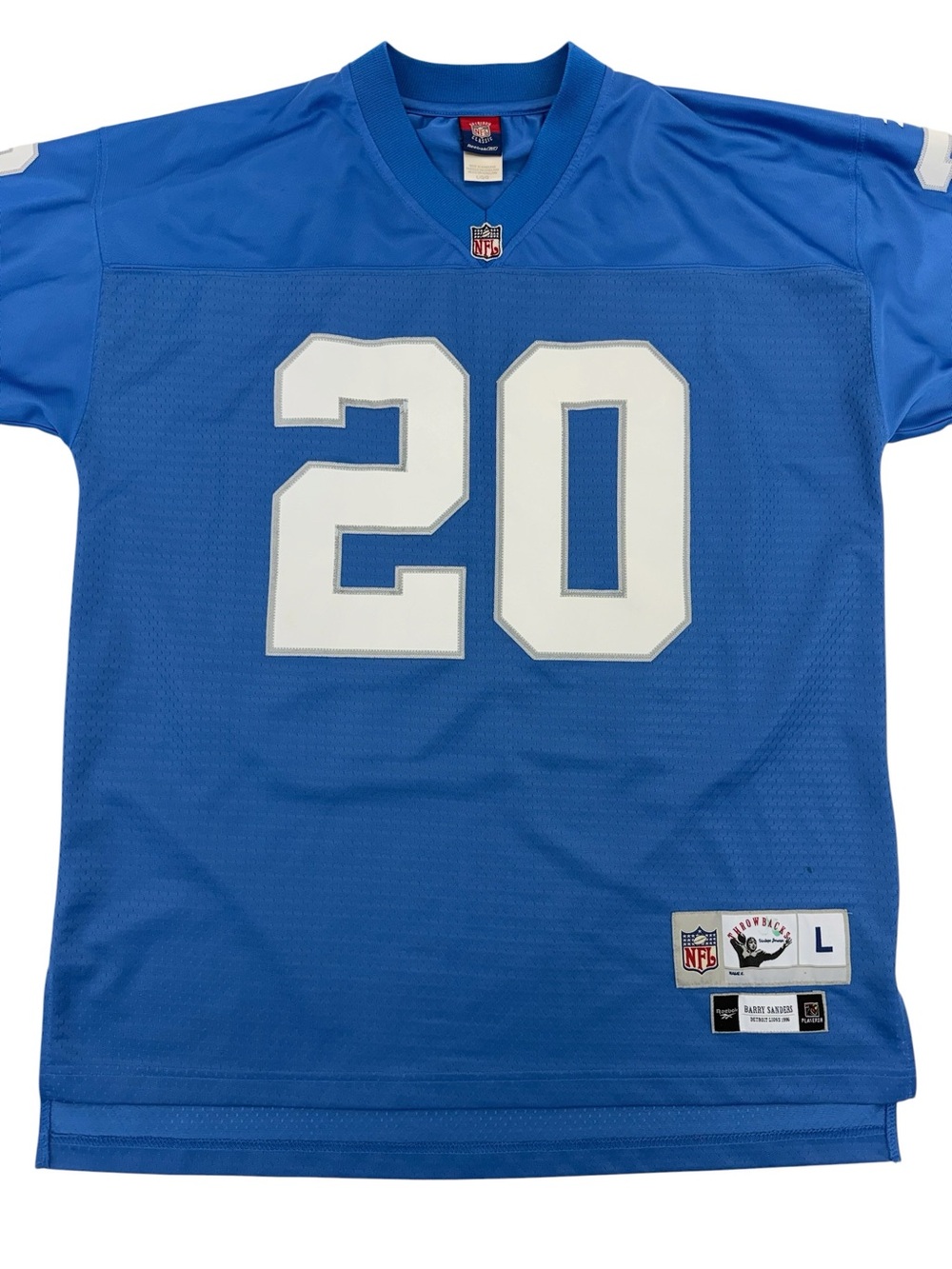 Vintage NFL Reebok Barry Sanders Detroit Lions Throwback Jersey Large Blue - Picture 2 of 16